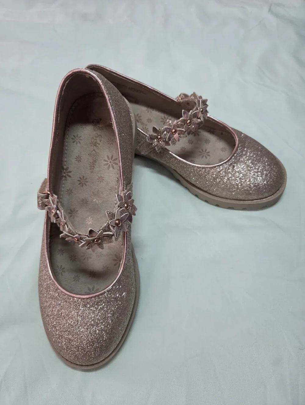 Self Steem Girls Sparkle Style Mary Jane Shoes in Rose Gold Size 4